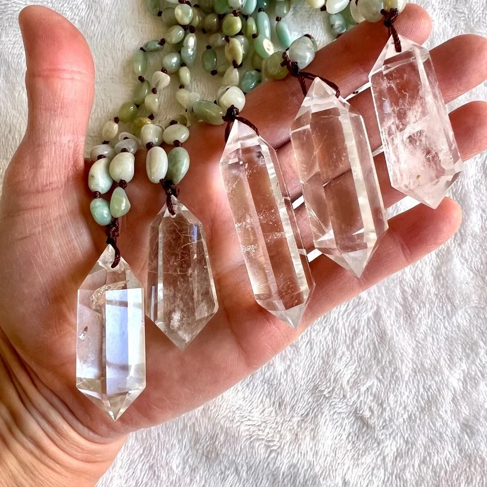 DT Power Quartz + Aquamarine Mala Pendant Necklace - Picture 5 of 8